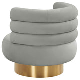 Naomi Swivel Chair Velvet, Grey-Furniture - Chairs-High Fashion Home