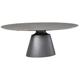Taji Oval Dining Table, Grey Ceramic/Titanium Base – High Fashion Home