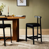 Tex Leather Counter Stool, Black-Furniture - Dining-High Fashion Home