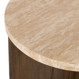 Toli End Table, Travertine/Rustic Fawn-Furniture - Accent Tables-High Fashion Home