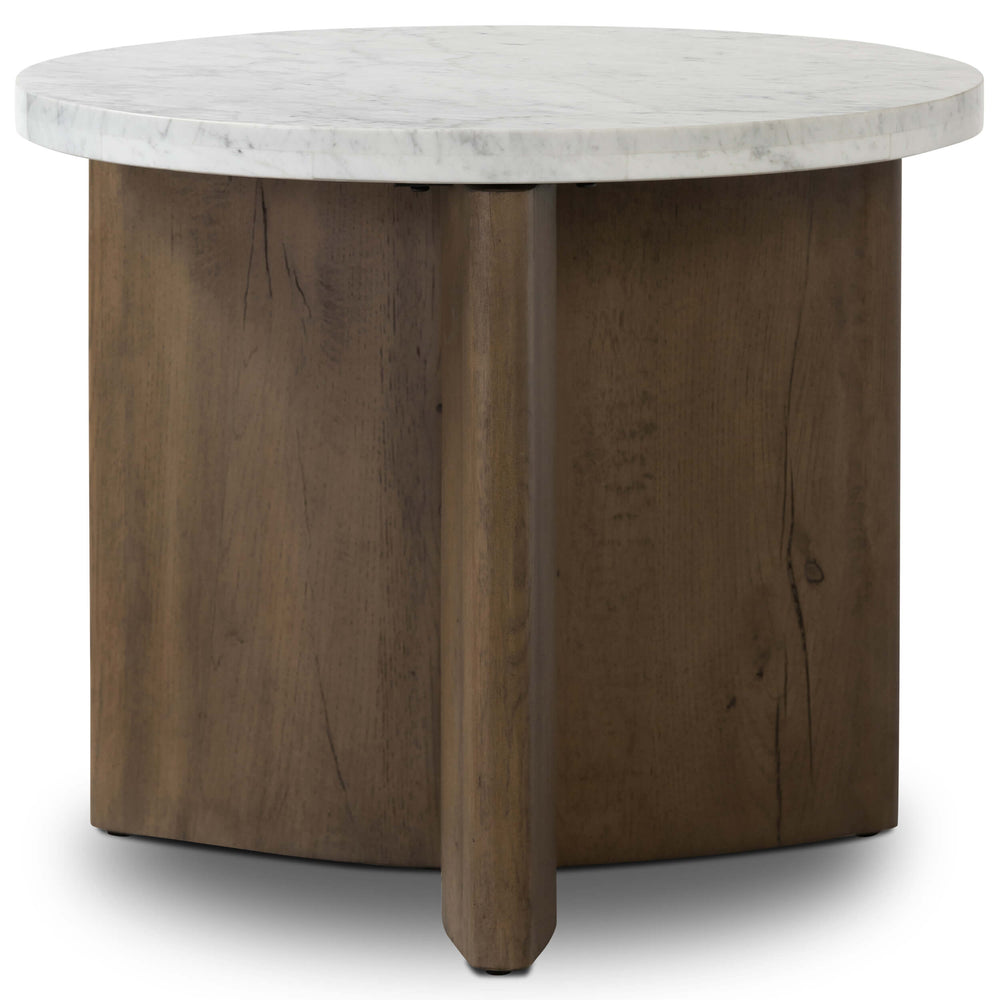 Toli End Table, White Marble/Rustic Fawn-Furniture - Accent Tables-High Fashion Home