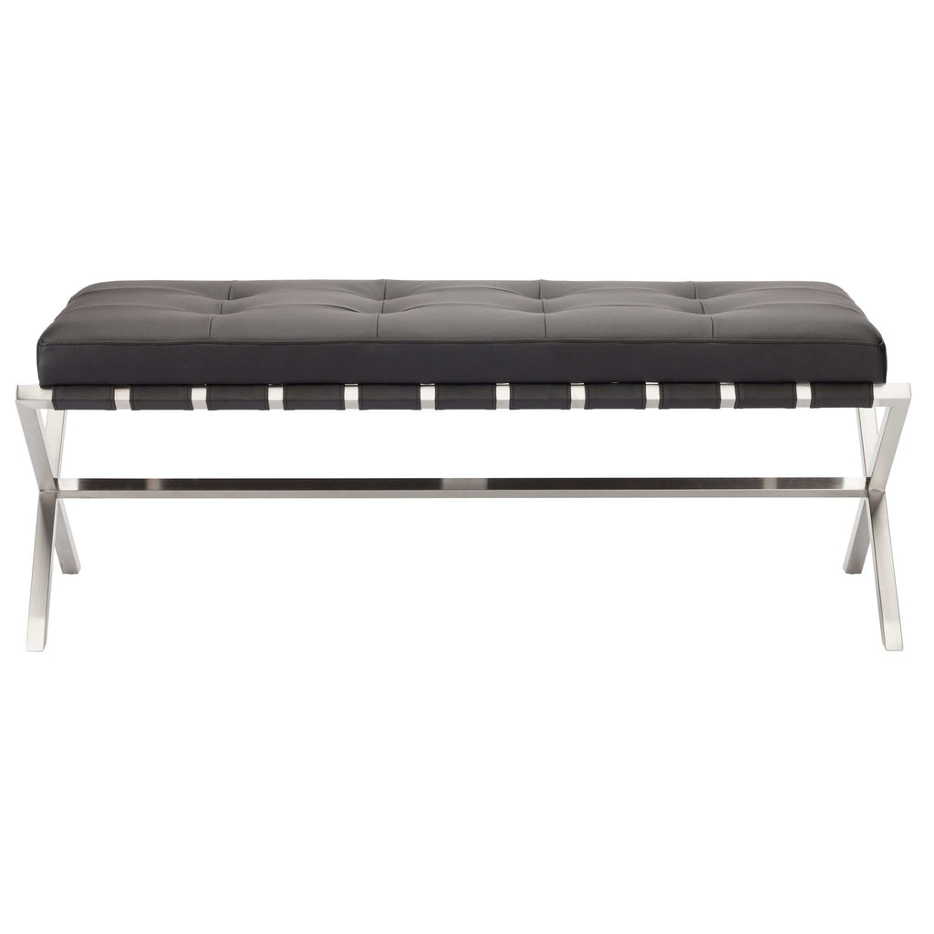 Auguste Occasional Bench, Black/Stainless Legs – High Fashion Home